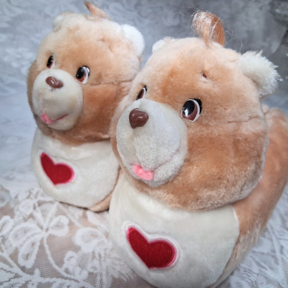 Vintage 1984 Care Bears Slippers Tenderheart Bear - Picture 10 of 14